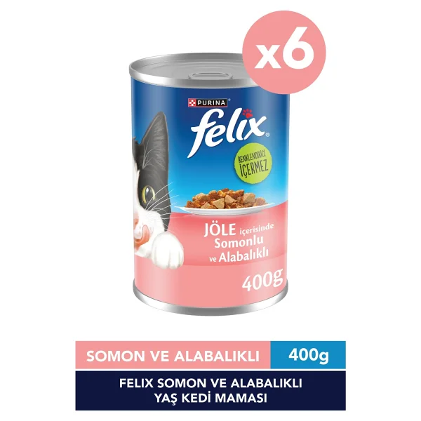 Felix Somon ve Alabalıklı 400 gr 6'lı Yetişkin Konserve Kedi Maması - Görsel 6