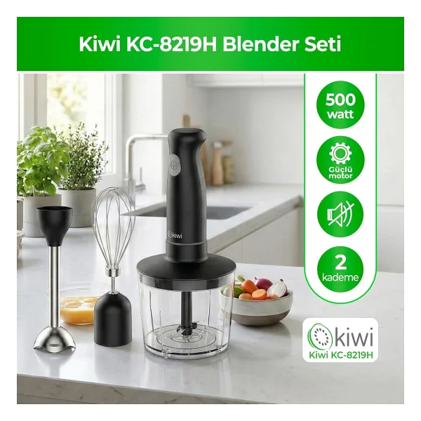 Kiwi KC-8219H 500 W Siyah El Blender Seti - Görsel 4
