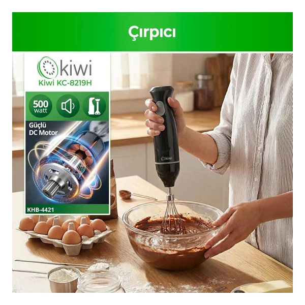 Kiwi KC-8219H 500 W Siyah El Blender Seti - Görsel 6