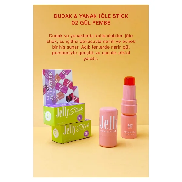 MondSub Jelly Stick Nemlendirici Dudak ve Yanak Renklendirici Allık & Ruj - Tint No:03 Amethyst - Görsel 9