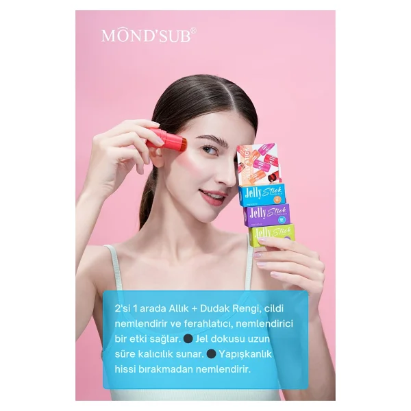 MondSub Jelly Stick Nemlendirici Dudak ve Yanak Renklendirici Allık & Ruj - Tint No:03 Amethyst - Görsel 5