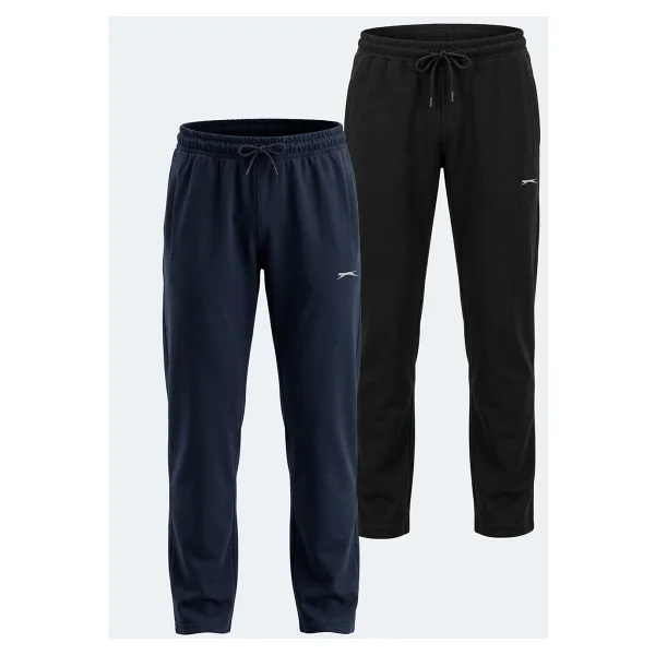 Slazenger KIRABO 2 Lİ SET Erkek Fermuar Cepli Siyah - Lacivert Eşofman Altı - Görsel 9