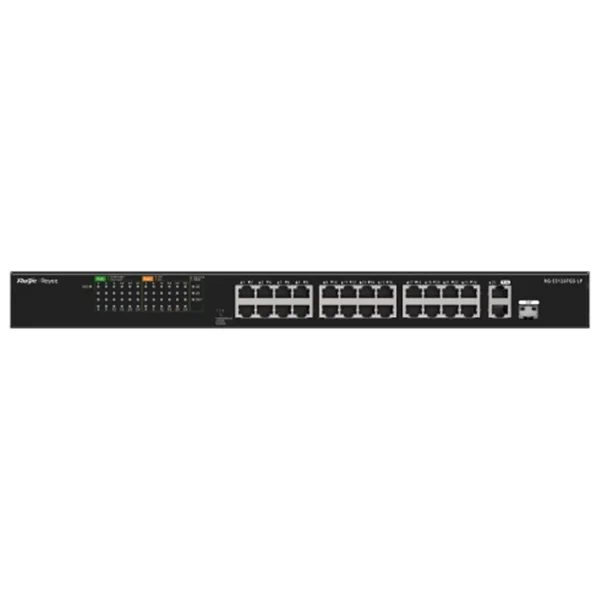 Ruijie Reyee RG-ES126FGS-LP 24 Port 10/100 24 Port PoE 2 Port Uplink + 1 SFP 180 Watt Yonetilemez Rack Mount Switch - Görsel 6