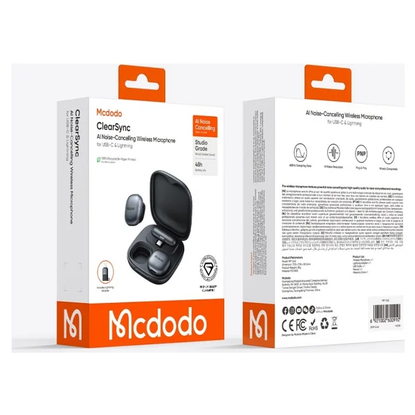 Mcdodo MP-5451 2.4 Ghz Type-C Alıcılı Kablosuz Yaka Mikrofonu - Görsel 5