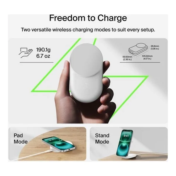 Belkin WIZ037KQ Beyaz 3in1 MagSafe Kablosuz Hızlı Şarj Aleti - Görsel 10