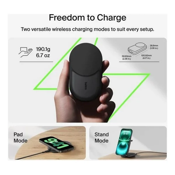 Belkin WIZ037KQ Siyah 3in1 MagSafe Kablosuz Hızlı Şarj Aleti - Görsel 10