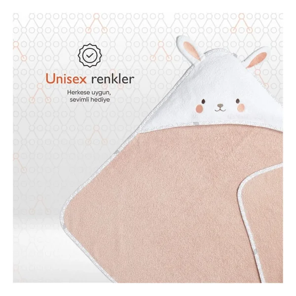Gezenbebe Hero Bunny Kahraman Başlıklı Kundak Bebek Havlusu - Pembe - Görsel 10
