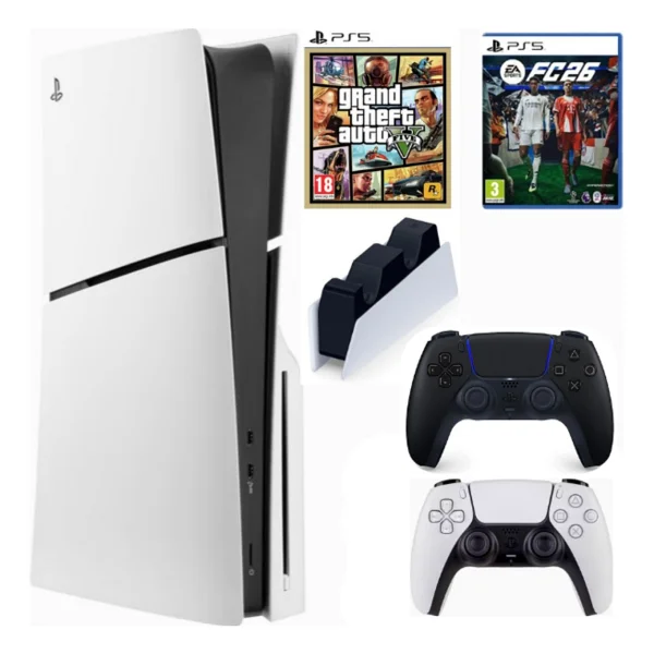 Sony Playstation 5 Slim CD CFI-2116 En Yeni Versiyon (Ithalatçı Gaarntili) +2.dualsense Siyah Jarj Istasyonu FC26 + Gta5 - Görsel 2