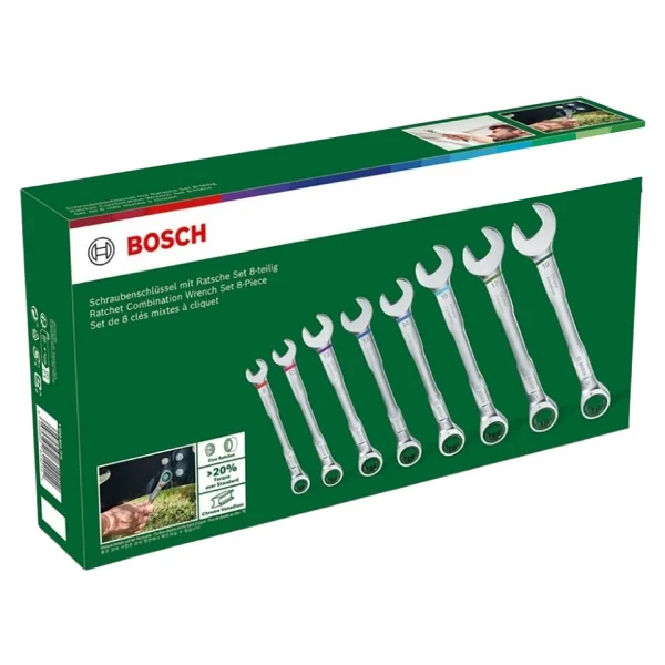 Bosch Cırcırlı Kombine Anahtar Seti 8 Parça - Yeşil - Görsel 9