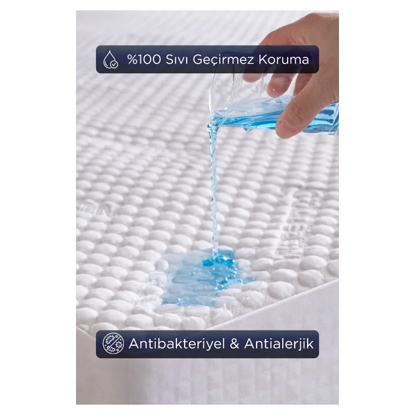 Dream Time Collagen Luxury Sıvı Geçirmez Özel Kutulu Alez Anti-Aging Anti-Alerjik Anti-Bakteriyel - 140 x 200 cm - Beyaz - Görsel 3