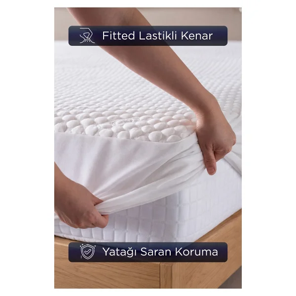Dream Time Collagen Luxury Sıvı Geçirmez Özel Kutulu Alez Anti-Aging Anti-Alerjik Anti-Bakteriyel - 140 x 200 cm - Beyaz - Görsel 4