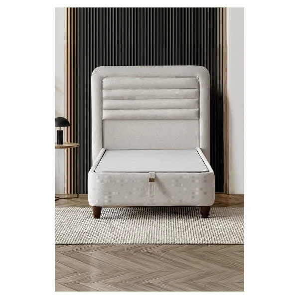 Cennet Yatak Janett Tek Kişilik Baza ve Başlık Seti Dayanıklı ve Estetik Tasarım - Krem - 90 x 190 cm - Görsel 5