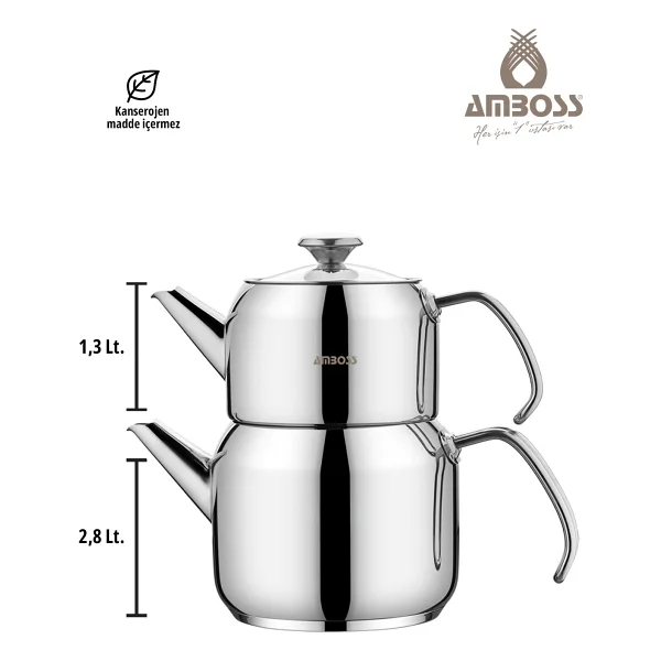 Amboss Cool Çelik Saplı Büyük Boy Çaydanlık - Görsel 3