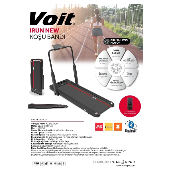 Voit Irun New Uzaktan Kumandalı Katlanabilir Koşu Bandı - Görsel 6