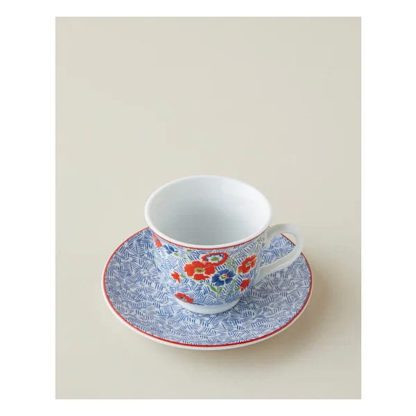 English Home Vireo Porselen 12 Parça 6 Kişilik Kahve Fincan Takımı 80 ml Mavi-Kırmızı - Mavi - Kırmızı - Görsel 3