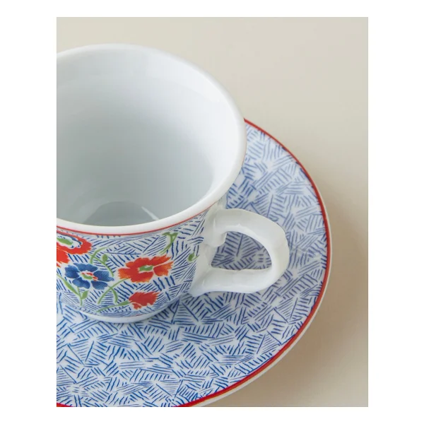 English Home Vireo Porselen 12 Parça 6 Kişilik Kahve Fincan Takımı 80 ml Mavi-Kırmızı - Mavi - Kırmızı - Görsel 4