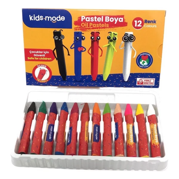 Kids Mode Üçgen 12'li Yağlı Pastel Boya - Görsel 3