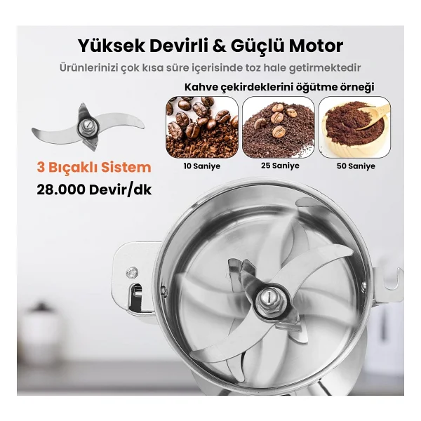Besa 500 Gr Bitki Hububat ve Baharat Kahve Öğütücü - Görsel 6