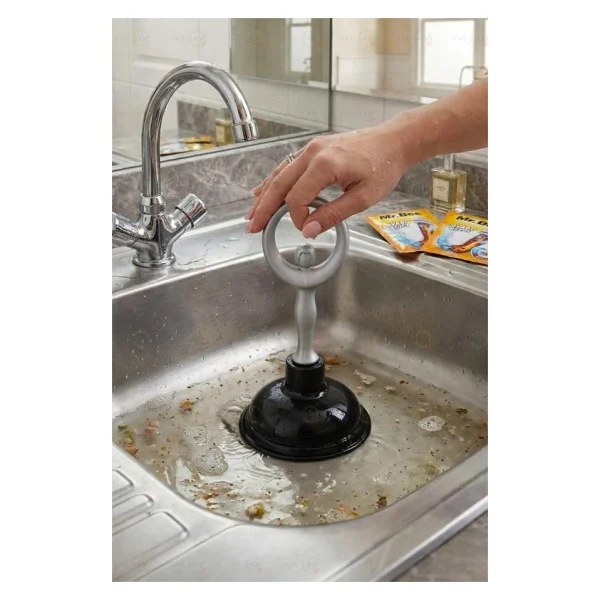 MAİN SHOP 1 Adet Çok Amaçlı Mutfak Banyo Balerin Saplı Vantuz Pompa Tıkanık Lavabo Açıcı Manuel El Vantuzu Siyah Renk M-126 - Görsel 5