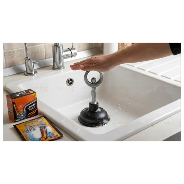 MAİN SHOP 1 Adet Çok Amaçlı Mutfak Banyo Balerin Saplı Vantuz Pompa Tıkanık Lavabo Açıcı Manuel El Vantuzu Siyah Renk M-126 - Görsel 2