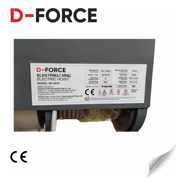 D-Force Df-0512 Elektrikli Vinç 600-1200 Kg 1800 W - Görsel 4