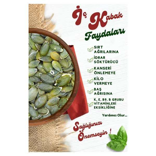 Gülçehre Meşhur Nevşehir Yüksek Proteinli Yerli Vegan Tuzsuz Çiğ Kabak Çekirdeği İçi (Cucurbita Pepo) 1Kg - Görsel 2