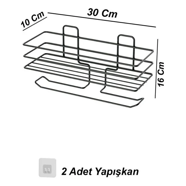 zabata Yapışkanlı Çiftli Tuvalet Kağıtlığı Tutacağı Askısı Mat Siyah Metal Tuvalet Kağıtlık - Görsel 10