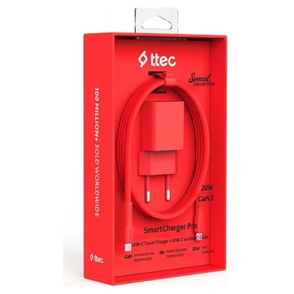 Ttec SmartCharger 2SCG20CNK 20 W Kırmızı Type-C Kablolu Hızlı Şarj Aleti - Görsel 2