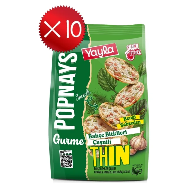 Yayla Popnays Gurme Bahçe Bitkileri Çeşnili Ispanak ve Pancarlı İnce Pirinç Patlağı 80 g x10 - Görsel 5