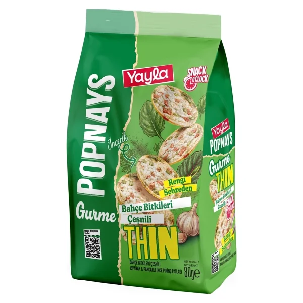 Yayla Popnays Gurme Bahçe Bitkileri Çeşnili Ispanak ve Pancarlı İnce Pirinç Patlağı 80 g x5 - Görsel 2