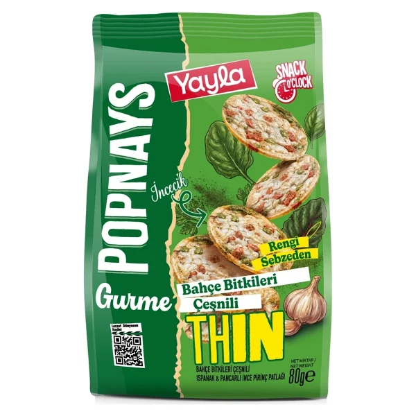 Yayla Popnays Gurme Bahçe Bitkileri Çeşnili Ispanak ve Pancarlı İnce Pirinç Patlağı 80 g x5 - Görsel 3