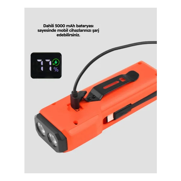 Powerbank Özellikli Bisiklet Işığı Dijital Göstergeli LED - Görsel 10