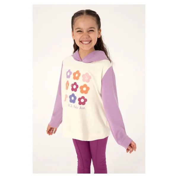 U.S. Polo Assn 50318011-VR034 Kapüşonlu Lila Kız Çocuk Sweatshirt - Görsel 8