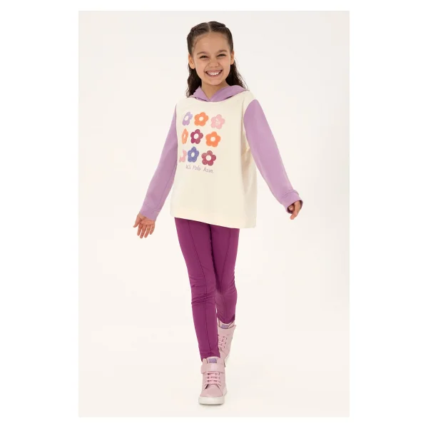 U.S. Polo Assn 50318011-VR034 Kapüşonlu Lila Kız Çocuk Sweatshirt - Görsel 2