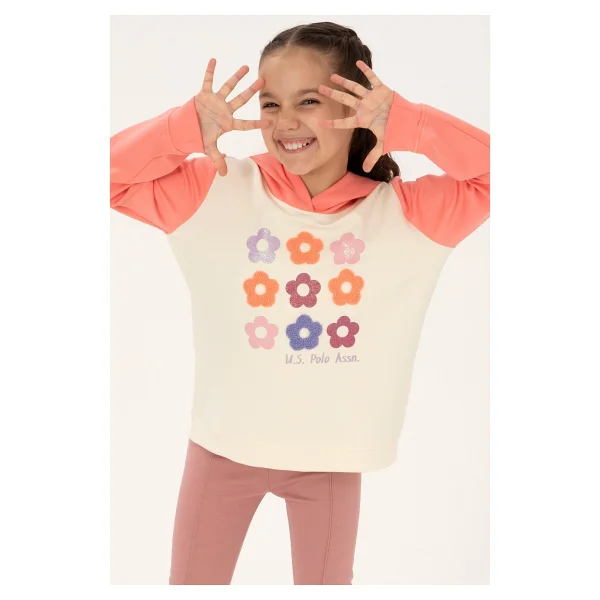 U.S. Polo Assn 50318011-VR034 Kapüşonlu Lila Kız Çocuk Sweatshirt - Görsel 7