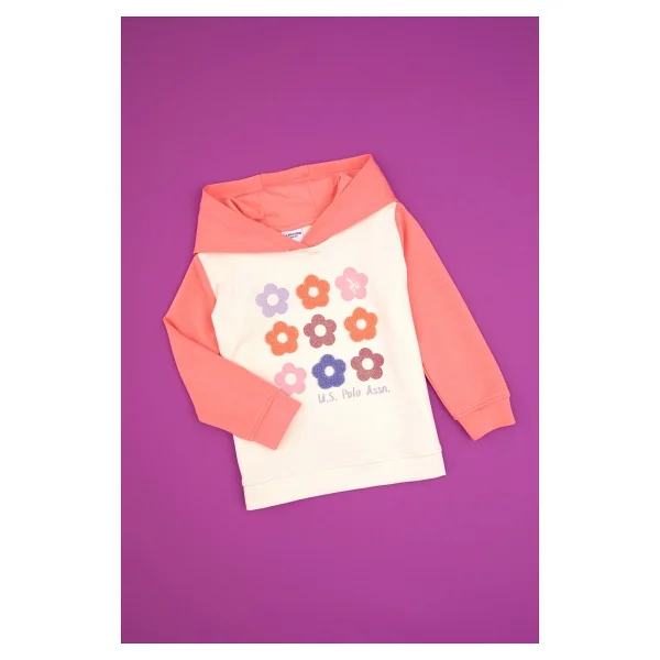 U.S. Polo Assn 50318011-VR105 Kapüşonlu Somon Kız Çocuk Sweatshirt - Görsel 3