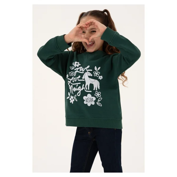 U.S. Polo Assn 50317922-VR079 Yeşil Kız Çocuk Sweatshirt - Görsel 6