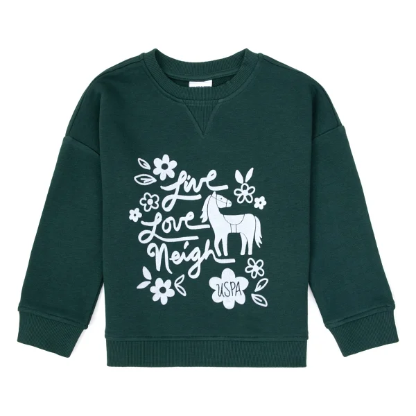 U.S. Polo Assn 50317922-VR079 Yeşil Kız Çocuk Sweatshirt - Görsel 3