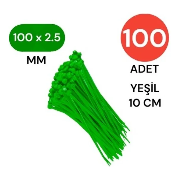 Gwest Yeşil Kablo Bağı Plastik Cırt Kelepçe 3.6X150Mm 100 Adet Yeşil 3.6X150 Mm - 3,6 x 150 mm - Görsel 5