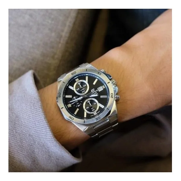 Casio Edifice EFV-640D-1AVUDF Çelik Kordon Gümüş-Siyah Erkek Kol Saati - Görsel 3
