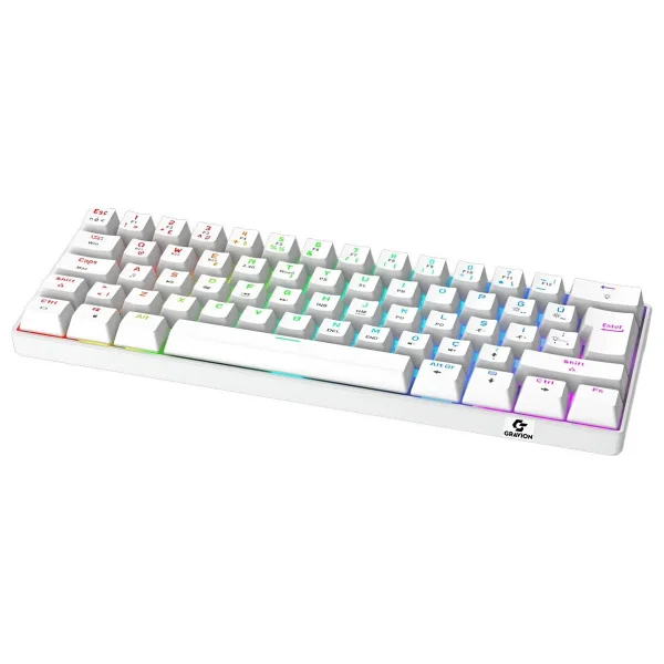 Gravion Kyra MK61 Rgb Mekanik Gaming Oyuncu Klavye 61 Tuş, Kablosuz Bluetooth + 2.4g + Kablolu, Red Switch, 2000MAH - Beyaz - Görsel 8