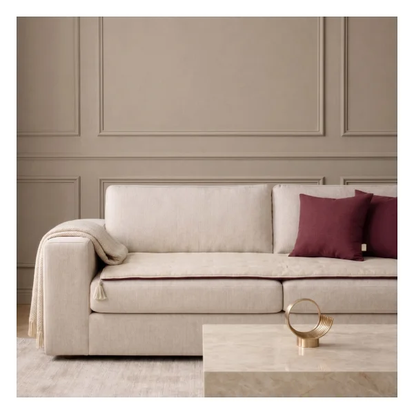 NDC Home Luxury Çift Taraflı Keten Koltuk Pedi / Şiltesi [Kırlentli] - Bordo-Krem - Bordo - Krem - Görsel 3
