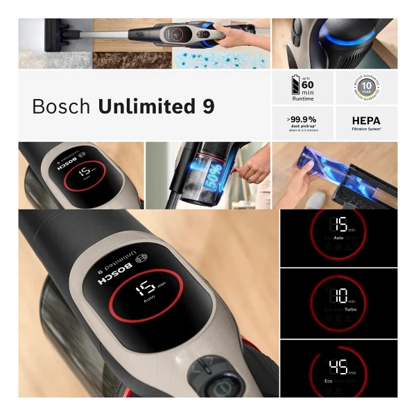 Bosch Unlimited 9 Grafit BCS931GAC Şarjlı Dikey Süpürge - Görsel 7