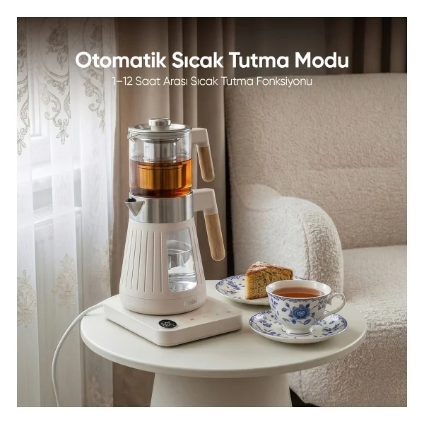 Fressi Theora FR-CM17 Dijital Krem 1500 W Cam Çay Makinesi - Görsel 2