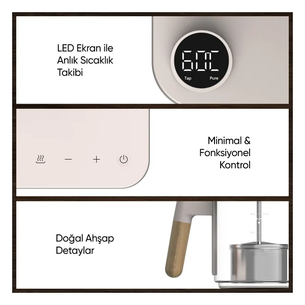 Fressi Theora FR-CM17 Dijital Krem 1500 W Cam Çay Makinesi - Görsel 5