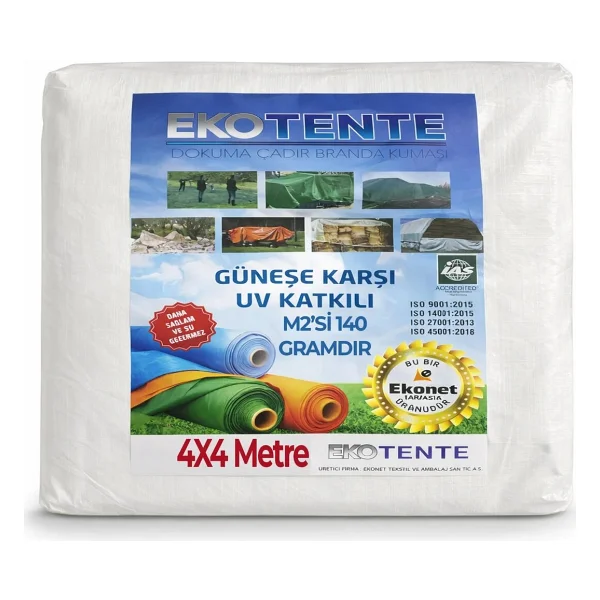 4x4 Metre Beyaz Pvc Branda Su Geçirmez Gölgelik Çadır Tente Dayanıklı Bahçe Balkon Kamp Örtüsü - Görsel 2