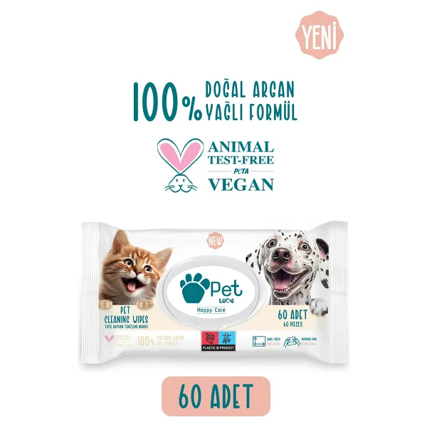 3 Adet Petlove Evcil Hayvan Temizleme Mendili 60'Lı - Görsel 2