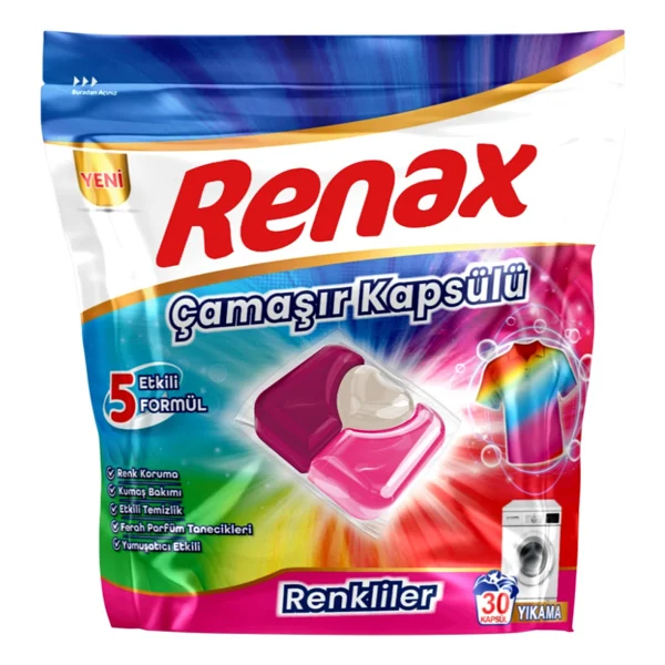 4 Adet Renax Çamaşır Kapsülü Renkliler 30'lu 480 G - Görsel 2