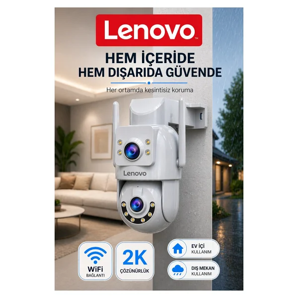 Lenovo 2 Kameralı Wifi Ultra Renkli Gece Görüşlü Hareket Takipli Güvenlik Kamerası - Görsel 8