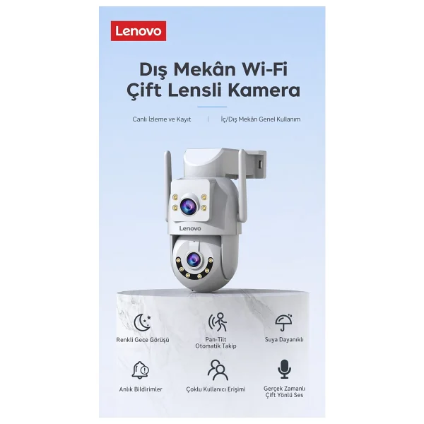 Lenovo 2 Kameralı Wifi Ultra Renkli Gece Görüşlü Hareket Takipli Güvenlik Kamerası - Görsel 2